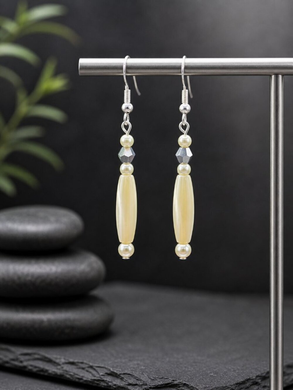 Simple Pearl Drop Earrings Sterling Silver | Handmade - Picture 5 of 7